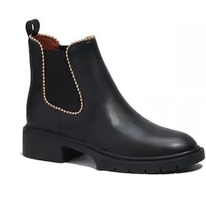 NWB Coach Levy Signature Bootie Women’s Size 9 Black Leather‎ With Studs
